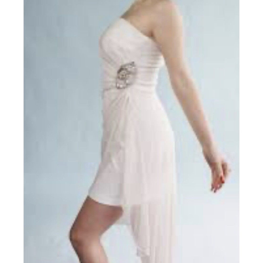 Teeze Me Floral Strapless  Dress High Low  Size One With Jewels
